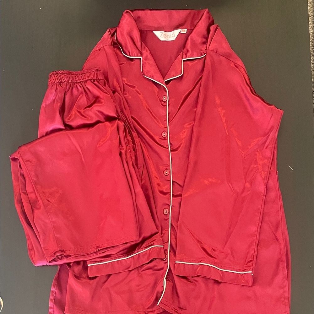Women's Red Satin Pajama Set